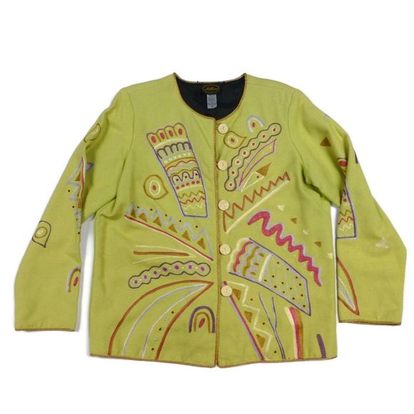 Allure Jackets & Blazers - Allure M Colorful Embroidered Art To Wear Jacket